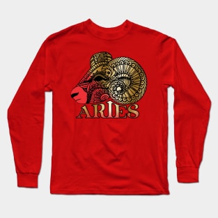 Aries ram astrology zodiac birth sign sun sign faux gold Long Sleeve T-Shirt